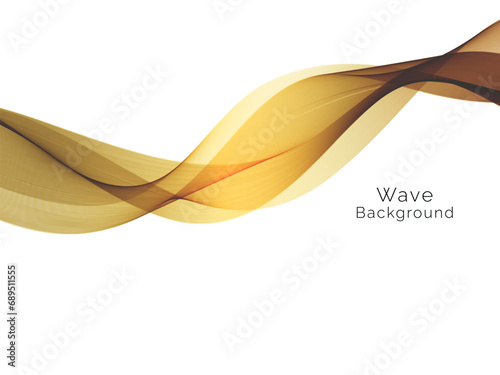 Stylish smooth gold line wave effect isolated on white