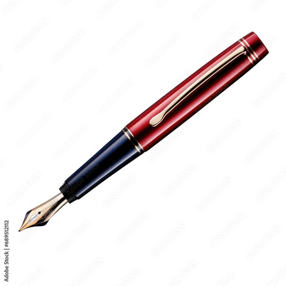 Red and Navy Blue Fountain Pen Isolated on White Red and Navy Blue Fountain Pen Isolated on White