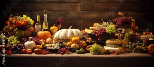 Thanksgiving: Traditional gathering with food and setting
