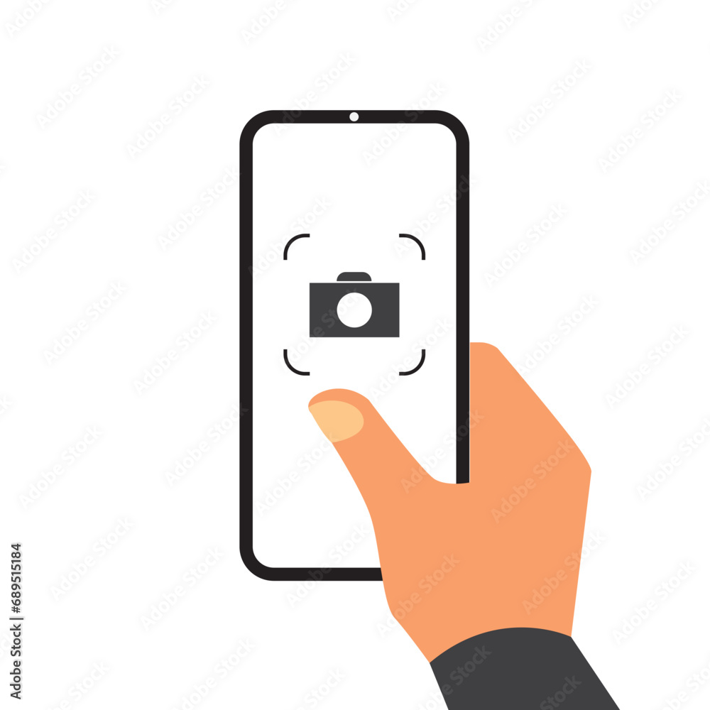 Hand holding smart phone, take pictures, flat design vector illustration Hand holding smart phone, take pictures, flat design vector illustration