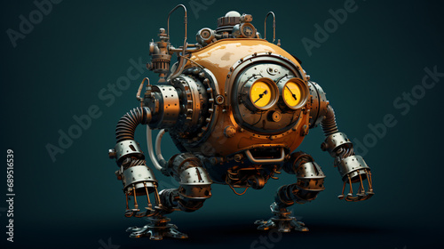 Steampunk underwater diver robot