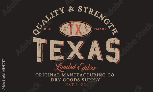 Texas Vintage typography college varsity slogan print for graphic tee t shirt or sweatshirt - Vector photo