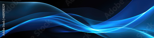 wide blue curve wave technology background photo