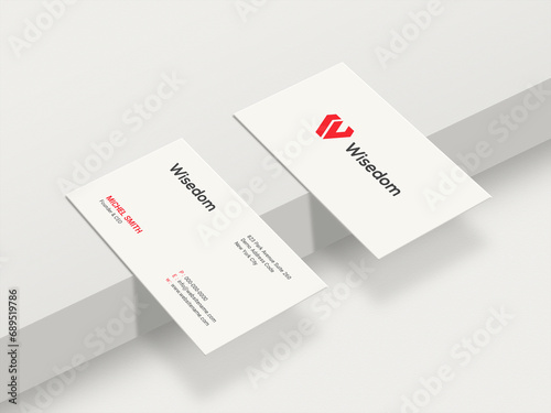Simple and Clean Red and White Business Card Mockup