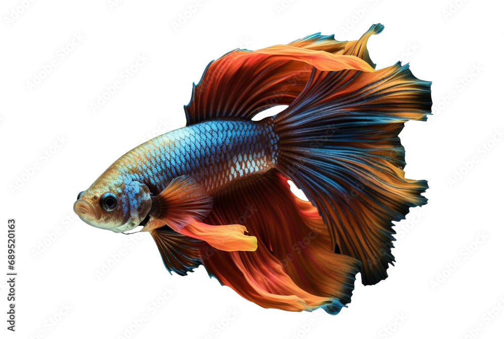 Fototapeta premium beautiful colorful betta fish isolated transparent background. generative ai