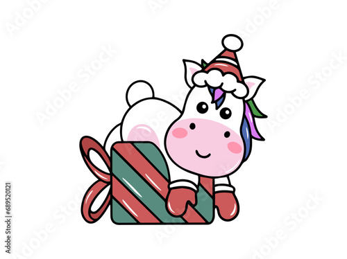 Christmas Unicorn Illustration