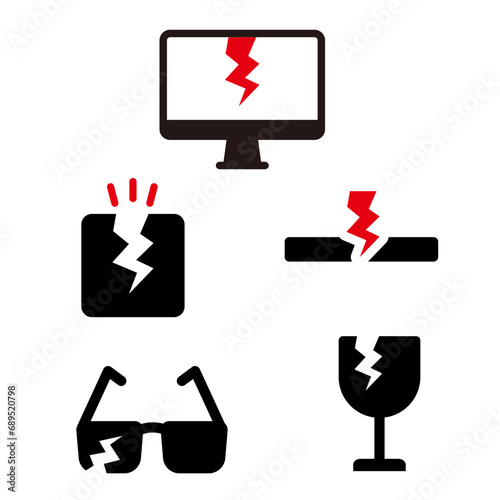 壊れ物イラストアイコンセット