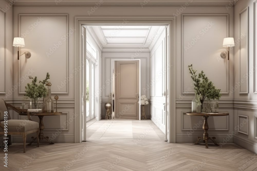 Modern European style home hall corridor renderings Modern European style home hall corridor renderings
