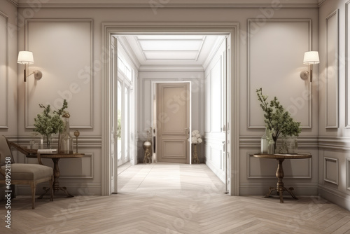Modern European style home hall corridor renderings © evening_tao