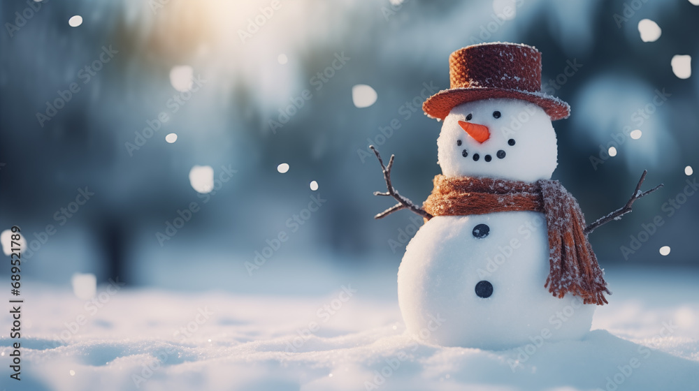 Fototapeta premium Snowman pictures in winter 