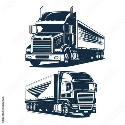 Black silhouette truck logo icon truck vector illustration
