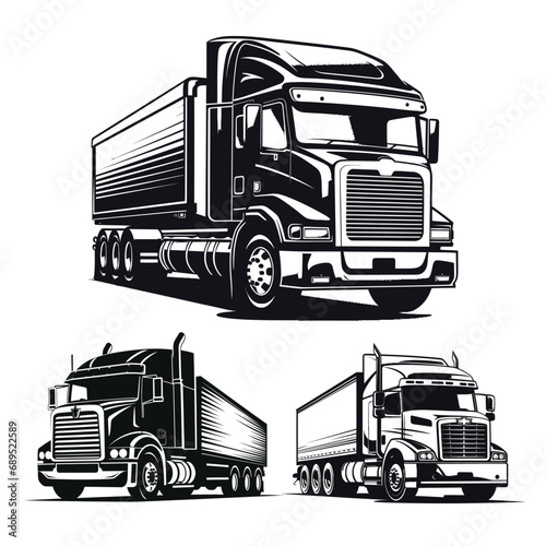 Black silhouette truck logo icon truck vector illustration