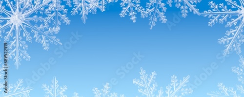 Winter abstract illustration with snowflakes on blue background.