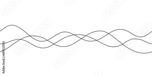 Line curve waves. Thin wavy line seamless pattern. Abstract dynamic curve stroke. Simple striped graphic template. Design element. Vector illustration isolated on white background.