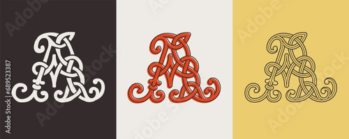Canvastavla Celtic A monograms set