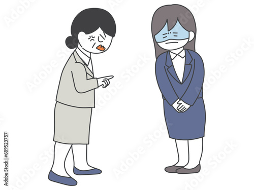 ベテラン女性社員に怒られる若手女性社員