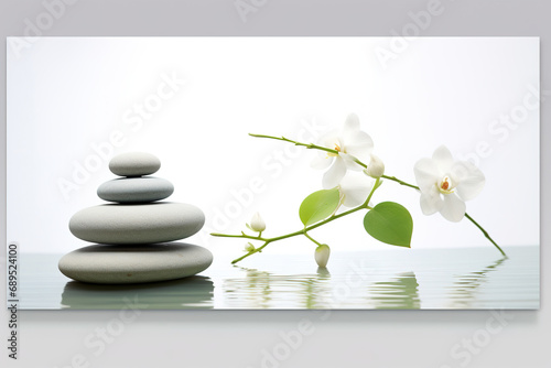 Zen or spa greeting or invitation card with captivating composition  tranquility and peaceful