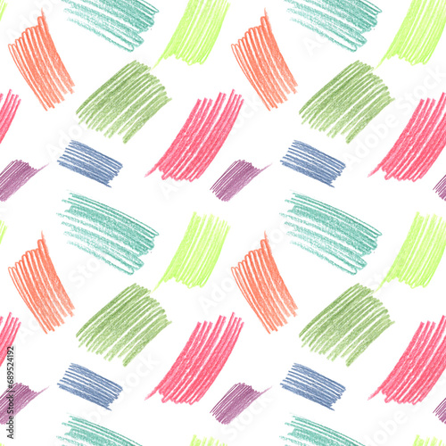 Seamless pattern of multi-colored spots. Colored pencil shading. Imitation of children s handwriting. Colored chalk texture. For the design of notepads  notebooks  backgrounds  textiles  cards