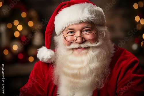Capture the Festive Cheer. Santa Claus Delights with a Sack Full of Gifts in a Joyful Holiday Scene
