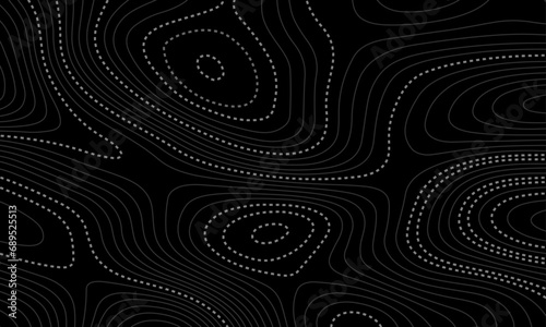 Abstract black and white wavy topography map background. Topography relief and topographic map wave line background.