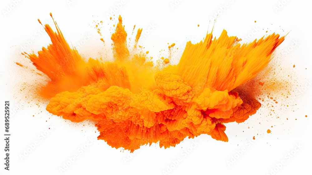 Orange Holi powder burst. Generative AI - obrazy, fototapety, plakaty 