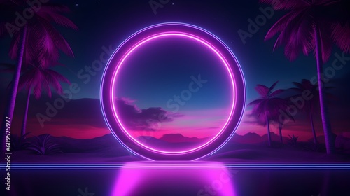 abstract background with neon lights. neon tunnel.space construction.