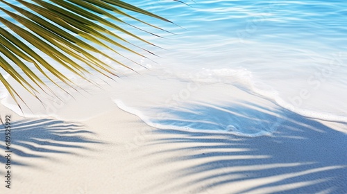 Palm leaf shadow, beach concept. Generative AI