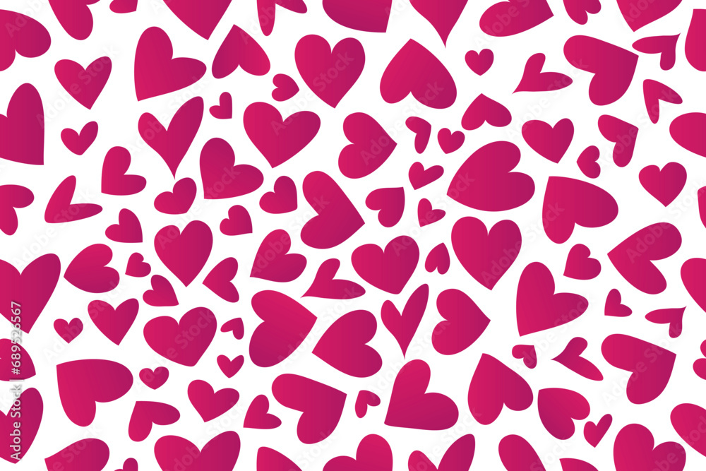 Seamless pattern of hearts. Modern abstract background with pink hearts. Vector illustration on a white background. Vector 