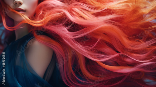 Beautiful woman with multi-colored hair banner