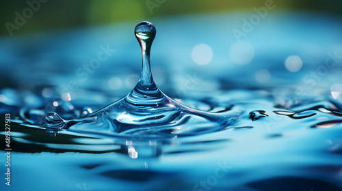 Water droplet, conservation, and eco-friendly concept for saving, sustainability, and environmental awareness. Clear, pure, and symbolic drop in the campaign to preserve water resources. photo