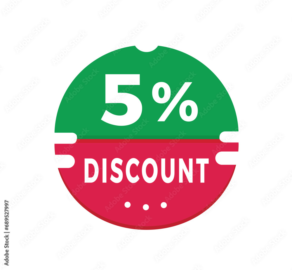 5 percent discount banner, modern sticker icon design. Offer Store badge icon or advertising. Flat style vector template design. 5 percent discount banner, modern sticker icon design. Offer Store badge icon or advertising. Flat style vector template design.