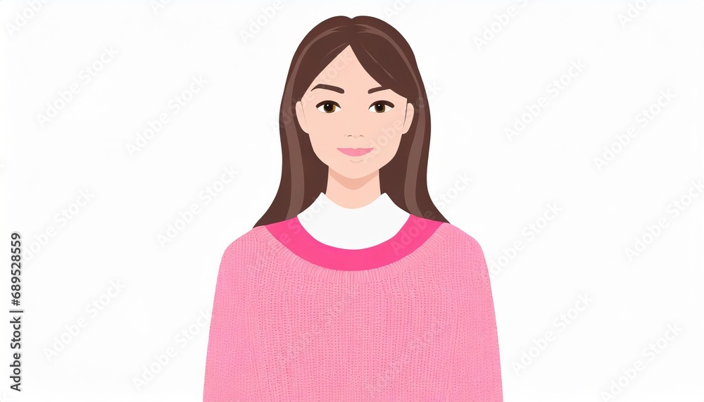 young adult beautiful brunette woman wears a pink pastel style sweater young adult beautiful brunette woman wears a pink pastel style sweater