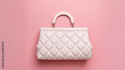 White soft textile quilted bag photo