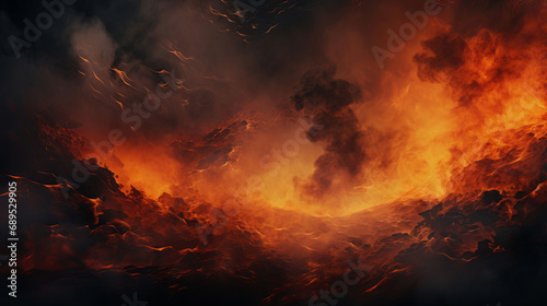 Abstract lava currents  fiery heat waves. Dynamic flow  intense energy  and volcanic passion portrayed in a visually captivating depiction of abstract art.