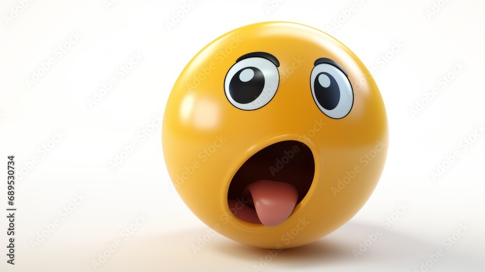 Fototapeta premium Surprised Face Emoji. A yellow face with emotion. A classic smiley icon. 