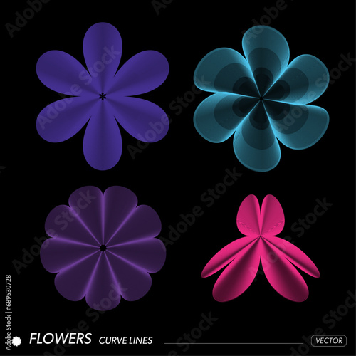 Flowers curve lines, Graphics element vector