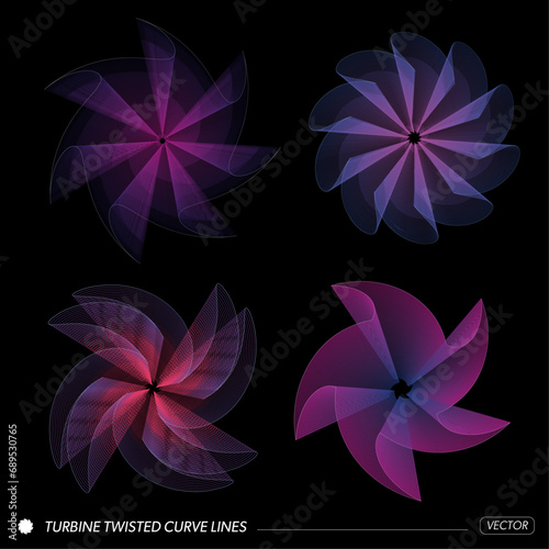 Turbine twisted curve lines, Graphics element vector