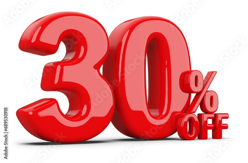 Special 30 Percent Off Sale - Red 3d Number Percent Off