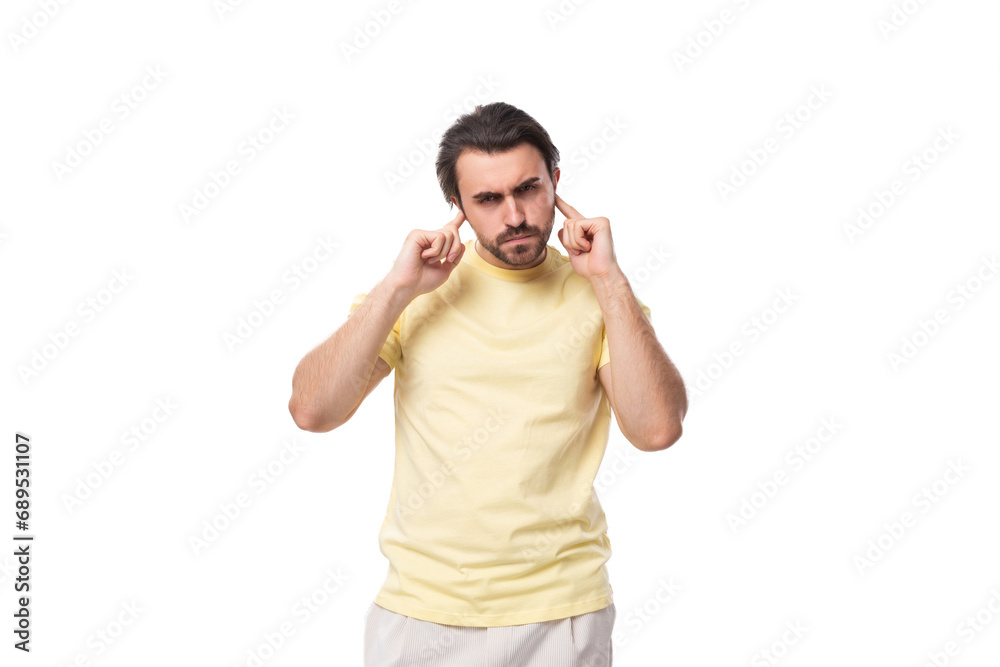 young successful leader european man with beard and mustache thinks over development