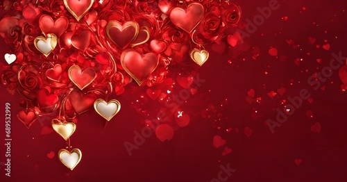 バレンタインデー、たくさんのハート背景｜Valentine's Day, many hearts background. Generative AI