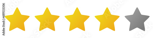 Five stars icon with yellow gradation and grey gradation for web app or mobile app