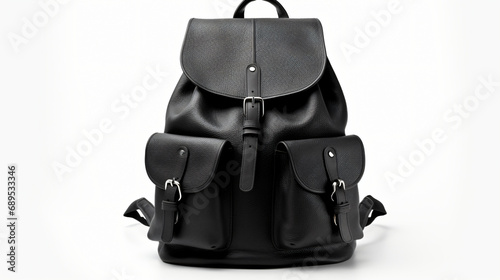 Women black leather backpack