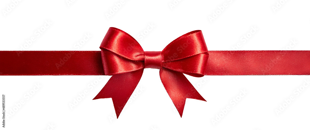 Shiny red satin ribbon bow, isolated on transparent background Shiny red satin ribbon bow, isolated on transparent background
