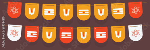 Hindu Auspicious Occasion, pooja room decor paper bunting flags toran set. 