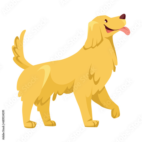 Dog Breed with Brown Shaggy Coat Standing Vector Illustration