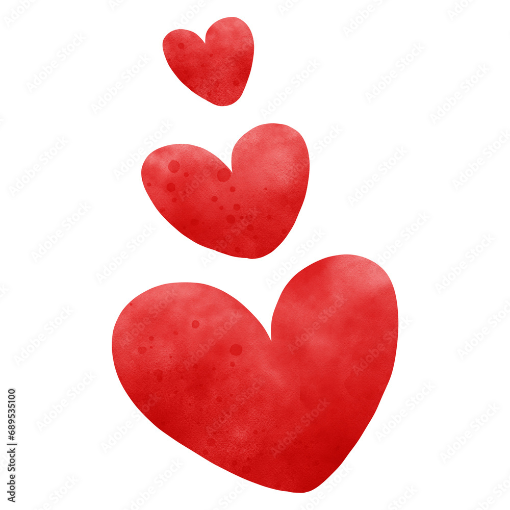 Valentine’s Day red heart and cloud elements white background 