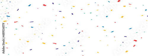 Colorful confetti falling isolated on transparent background. Anniversary & birthday celebration. Shiny tinsel and confetti falling. Festival elements. Confetti vector for carnival background