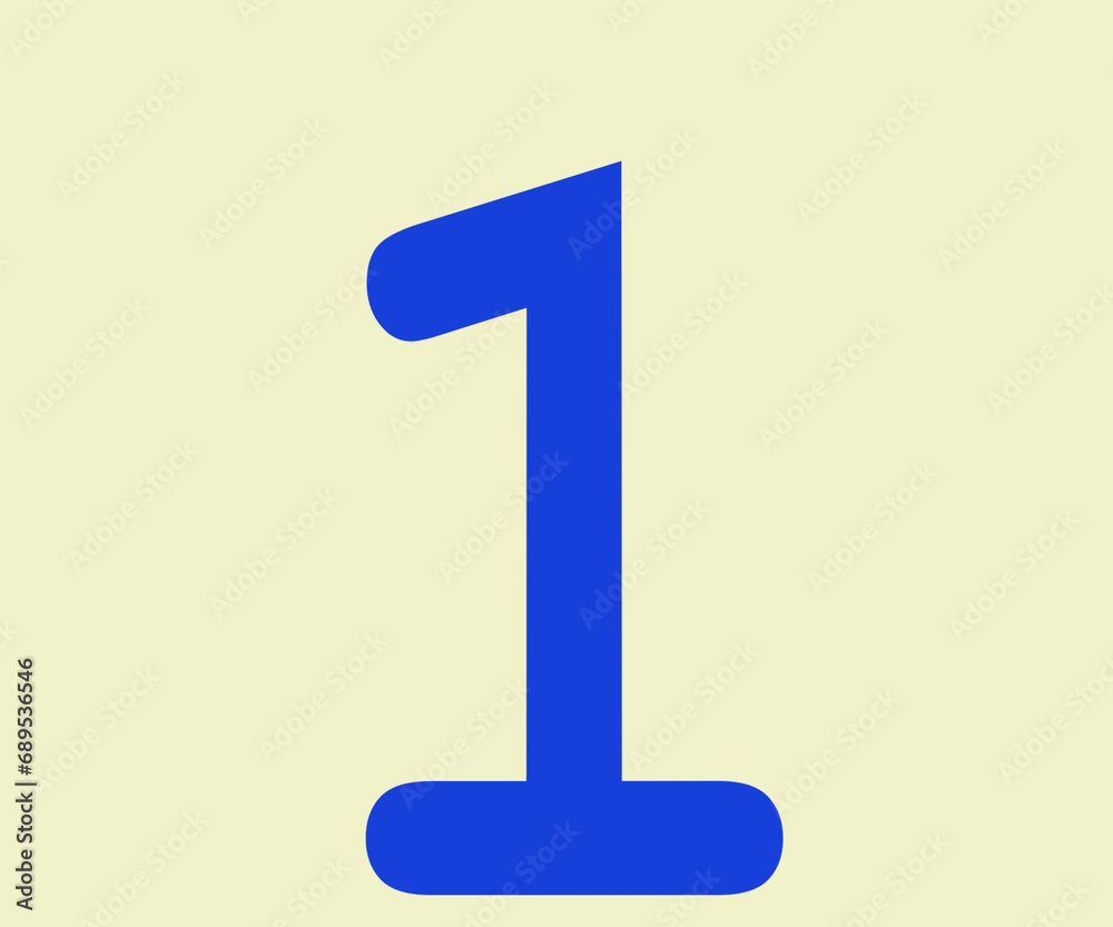 Number 1, in blue color, with yellow background. Number 1, in blue color, with yellow background.