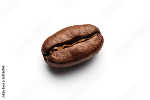 macro view of coffee bean isolated on white