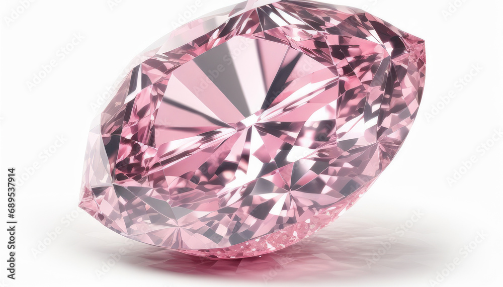 Pink diamond on a white background. Generative AI.
